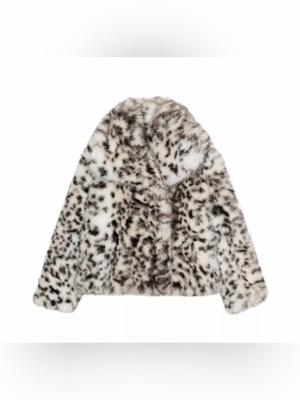 Zara ZW COLLECTION Faux Fur Teddy COAT Jacket ANIMAL PRINT CRUELTY FREE SZ XS